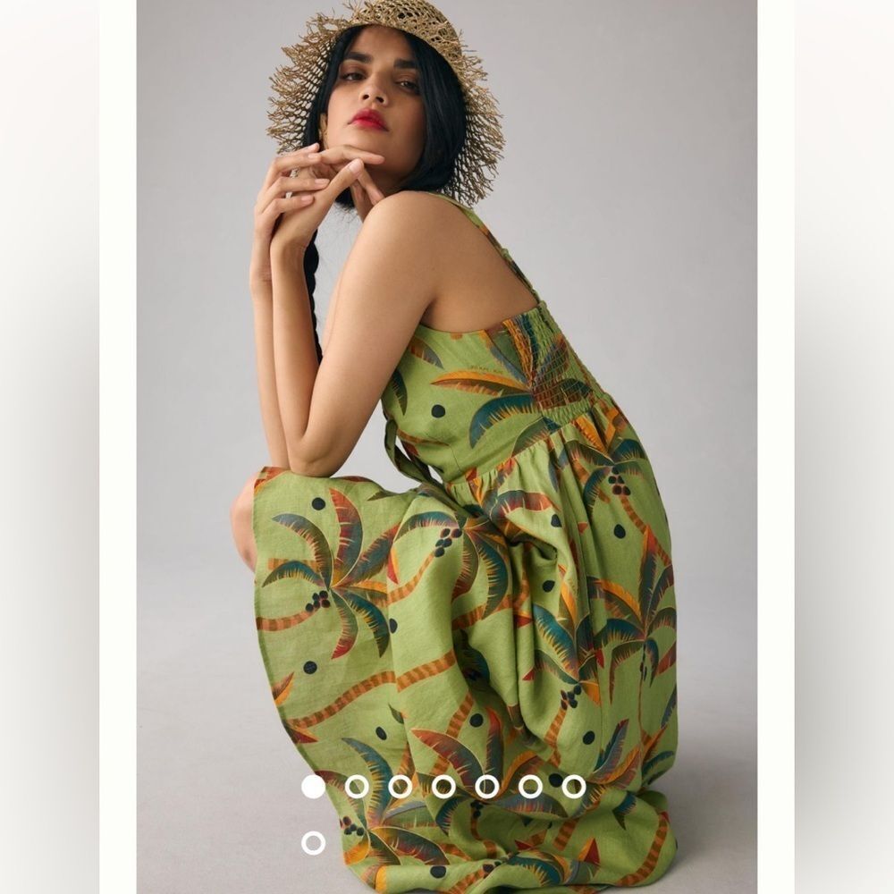 Farm Rio Tie-Front Linen Dress by Anthropologie medium